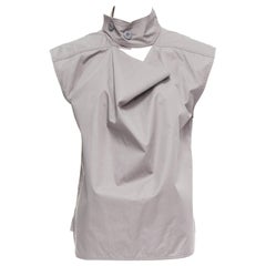 MARNI - Haut boxy gris à col découpé et col utilitaire en coton, taille IT 36 XS