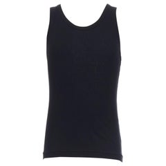 Ann Demeulemeester nero in cotone a costine con orlo basso e scollo a pallina M.