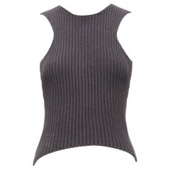 OLD CELINE Phoebe Philo Graue gerippte schwarze Weste mit Schleifenschliff in Schultern S