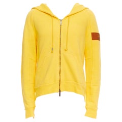 IHN GALLIANO jaune coton rouge logo imprimé dos capuche raglan L