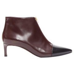 MARNI dunkelbraun schwarz Zehenkappe Kitten Heel Zip Front Bootie EU37