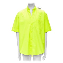 BALENCIAGA Demna 2020 neon yellow shoulder tag boxy oversized shirt EU37 XS