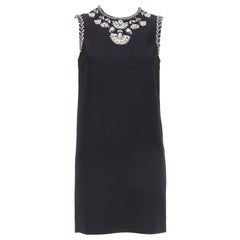 MIU MIU 2014 black blue clear rhinestone embellished shift dress IT38 XS