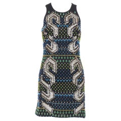 PETER PILOTTO black green beads embellished scuba mini dress UK8 S