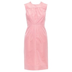 PRADA 2007 abito a pieghe aderente in misto seta tafetta rosa IT38 XS