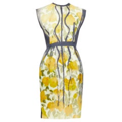 LANVIN Les 10 Ans amarillo negro algodón seda estampado floral vestido FR36 S Emma Stone