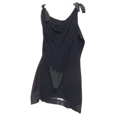 TOGA ARCHIVES black bead embellished bow detail drape dress JP1 S