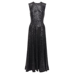 E. STOTT Olie black sequin high neck A-line midi evening dress UK10 M