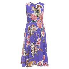 DOLCE GABBANA purple squirrel garden floral print cocktail dress IT36 XXS