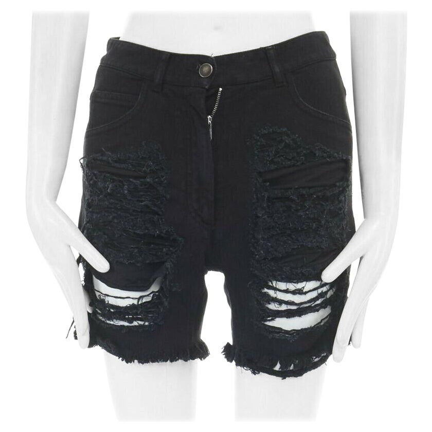 runway MARTIN MARGIELA 2008 black shredded ripped cut off jeans IT40 27"