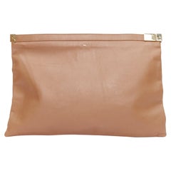 MAISON MARGIELA Line 11 tan brown gold top zip oversized clutch bag