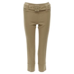 PRADA Kamelbraune Hose aus Wolle mit Schnalle und spitz zulaufendem Gürtel XS