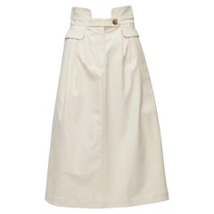 SEA NEW YORK cream cotton peplum pocket flap belt waist A-line skirt US0 XS