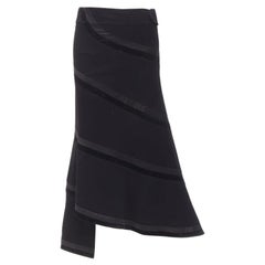 RHIE - Jupe midi évasée en velours noir avec bordure en spirale, taille US 4