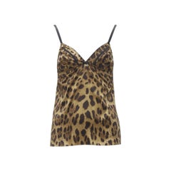 DOLCE & Gabbana Canotta vintage Y2K oro DG charm leopardo L