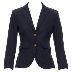 RAG & BONE navy waffle cotton daggers buttons 3 pockets fitted blazer US2 S