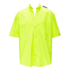 Balenciaga Demna 2020 giallo neon, camicia boxy oversize con linguetta sulla spalla EU38 S
