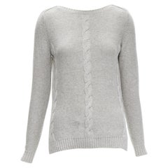 LORO PIANA 100% baby cashmere grey braid knit bateau neck sweater IT38 XS