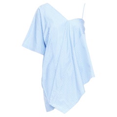 MAISON MARGIELA blue cotton striped deconstructed half cami top IT38 XS