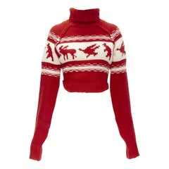 DSQUARED Vintage red white Canadian Christmas cropped turtleneck sweater S