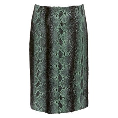 DRIES VAN NOTEN Grün lackierter Pelz-Midirock mit Schlangenmuster FR36 S