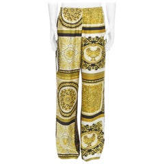 Pantalon décontracté VERSACE Mosaic Barocco 2021 soie or baroque léopard IT50 L