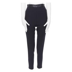 THE ROW deer leather trimmed insert virgin wool slim fit trousers  pants US0 XS