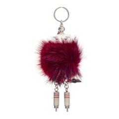 rare PRADA Robot red fur body mixed wire bolts keyring bag charm