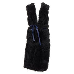 MARNI ceinture en cuir bleu avec fourrure d'agneau noir IT38 XS