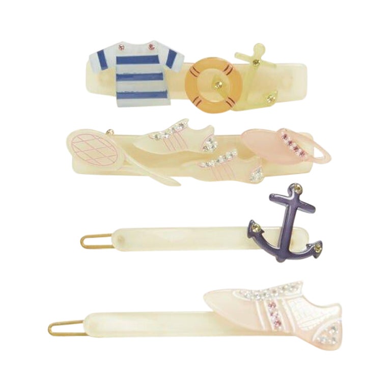 CHIC & MODE Alexandre Zouari sailor nautical tennis hair clip X4 For Sale