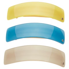 CHIC & MODE Alexandre Zouari Farbe Block glänzende Oberfläche Logo Acryl Clips X3