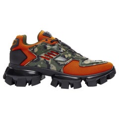 rare PRADA Cloudbust Thunder orange green camo chunky sneaker UK9 EU43
