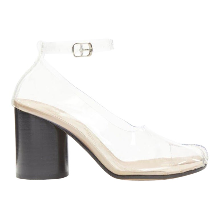 MAISON MARGIELA Tabi PVC transparent clear ankle strap cone heel pump EU36 For Sale