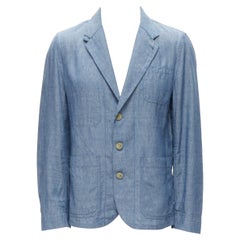 Maison KITSUNE giacca blazer blu testurizzata classica a 3 tasche leggera L.A.