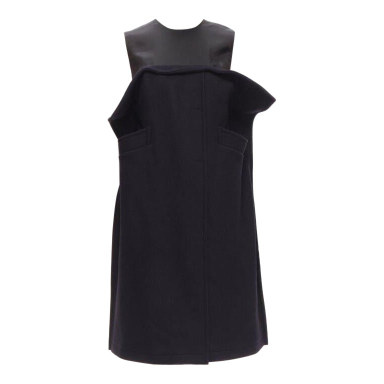 MAISON MARGIELA JOHN GALLIANO 2019 - Robe 2D déconstruite en laine bleu marine IT40 S