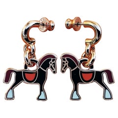 Hermès Orecchini a forma di cavallo Cheval in oro rosa Faubourg Texas