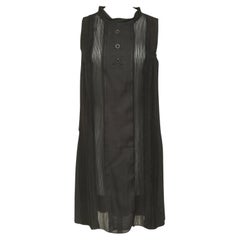 CHLOE Black Dress Sleeveless Pleats Skirt Silk Zipper Sz 36