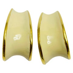 LIZ CLAIBORNE - boucles d'oreilles à clip vintage signées en émail doré
