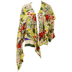 1980s Gianni Versace Floral Stripes Silk Blouse