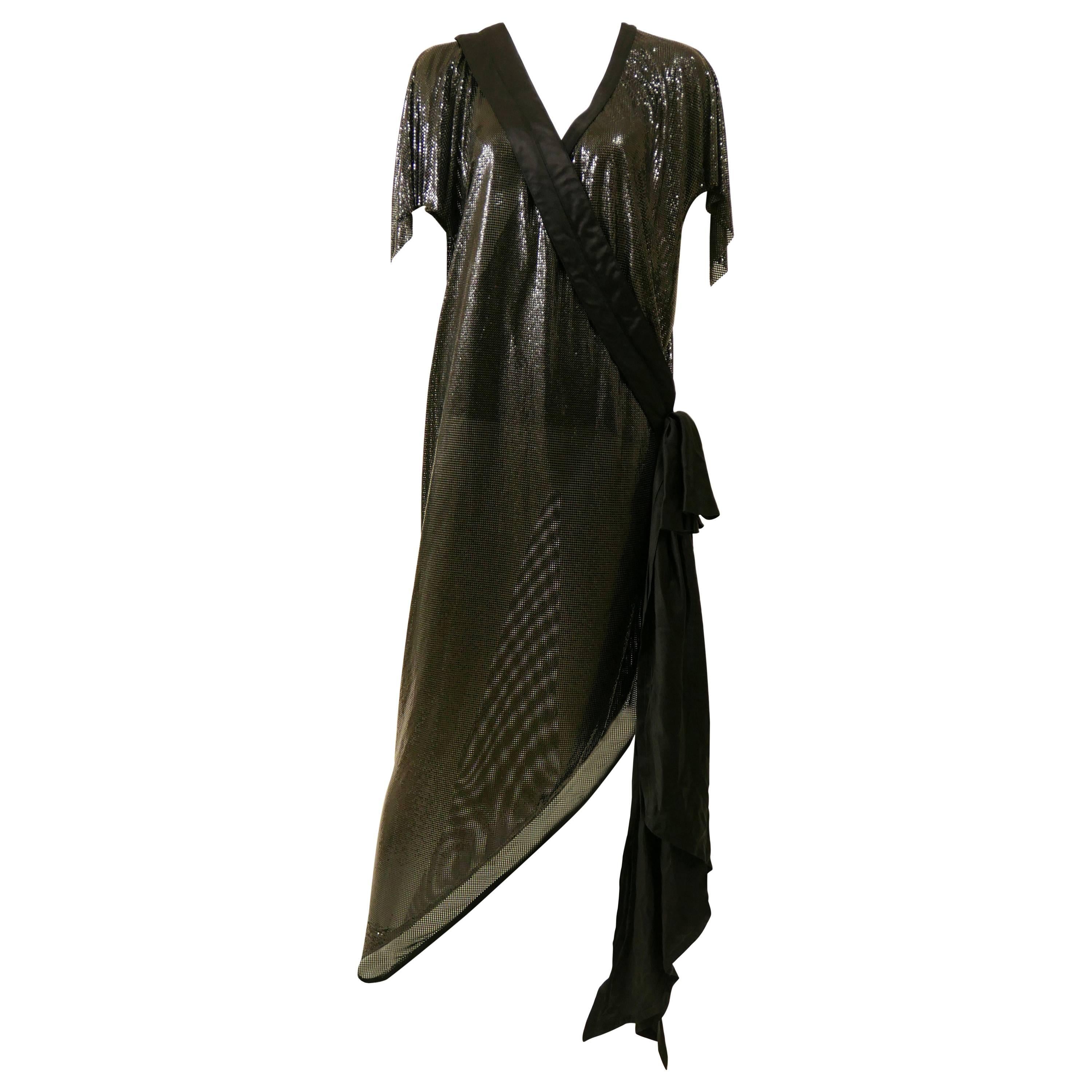 1980s GIANNI VERSACE Black Mesh Asymmetric Dress