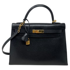 Hermes Black Kelly 32 Bag