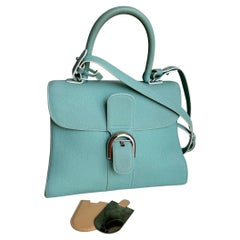 Delvaux Brilliant MM Medium Bright Tiffany Blue Kalbsleder Crossbody Tasche