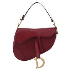 Dior Saddle Umhängetasche Medium Rot Glattleder Gold Hardware