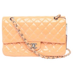 Chanel Classic Flap Medium Pink Orange Patent Leather Silver HW, 2012-2013