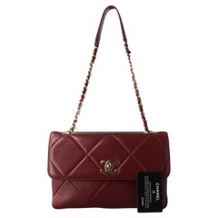 Chanel Trendy CC Flap Crossbody Bag Medium Lambskin Leather Burgundy, 2019