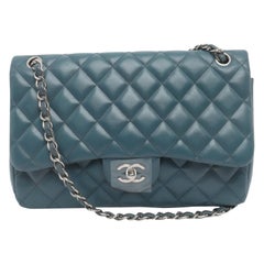 Chanel Classic Flap Jumbo Large Blue Lambskin Leather, 2012-2013