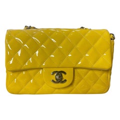 Chanel Classic Flap Rectangular Mini Yellow Patent Leather Silver HW, 2014-2015