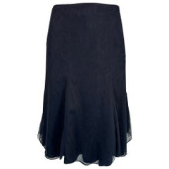 Chanel 2002C Jupe à trois couches en tulle bleu marine bordée de volants 38