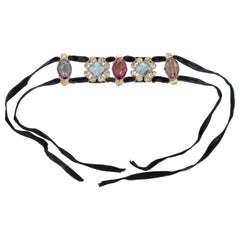 Theater Drama Bracelet of Velvet and Golden Metal
