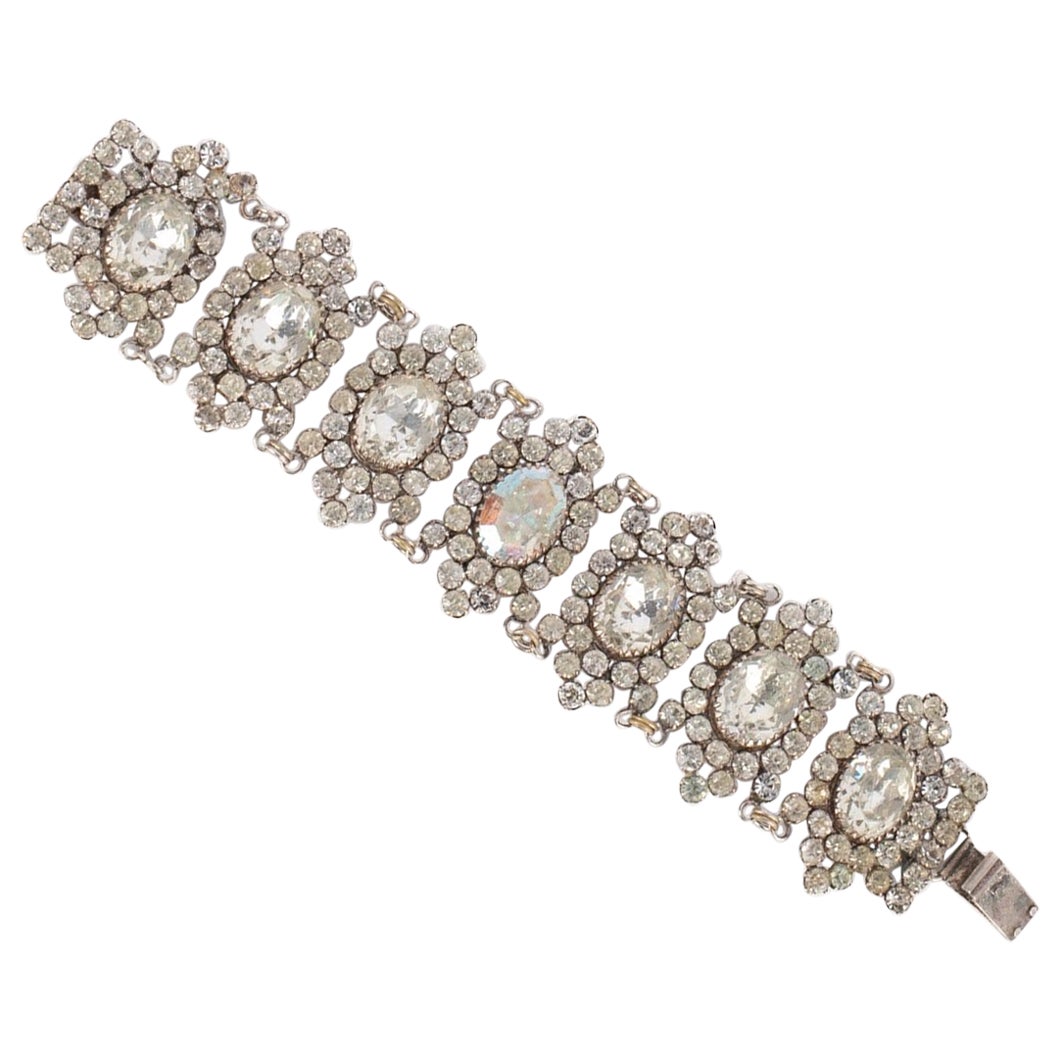 Theater Silvery Metal Bracelet with Rhinestones For Sale